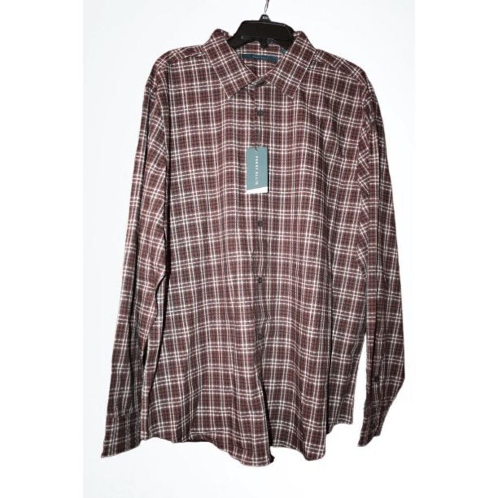 Perry Ellis Rust Print Button Down Shirt